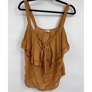 Old Navy Womens Brown Tank Top Tie Front Gathered Hem NEW Size Medium